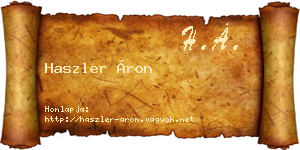 Haszler Áron névjegykártya